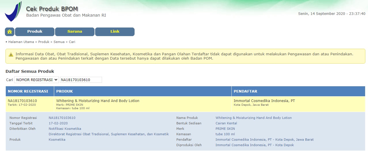 Bpom Prime Skin Hand and Body Lotion