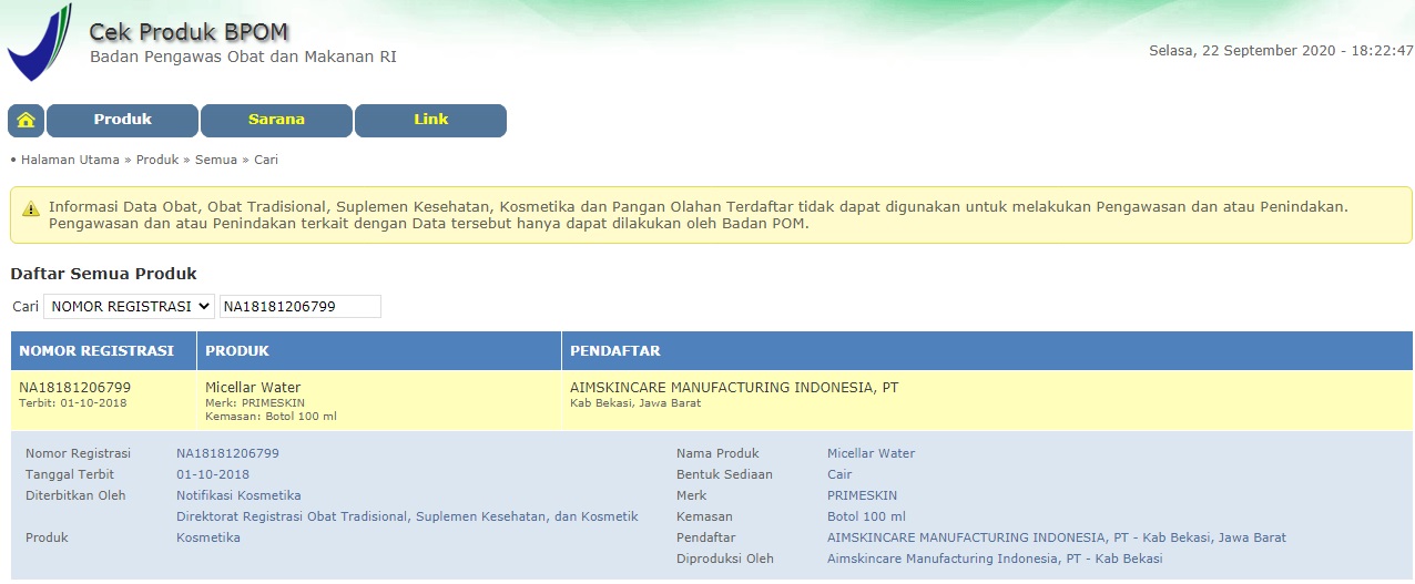 Bpom Prime Skin Micellar Water