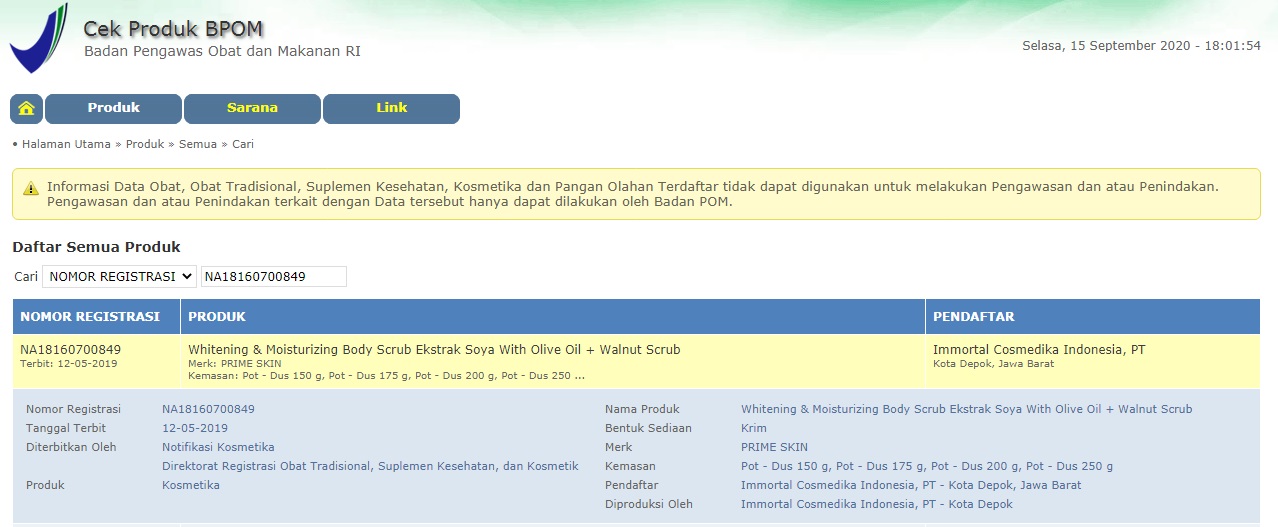 Bpom Prime Skin Whitening and Moisturizing Body Scrub