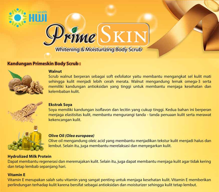 Khasiat dari Komposisi Prime Skin Whitening and Moisturizing Body Scrub